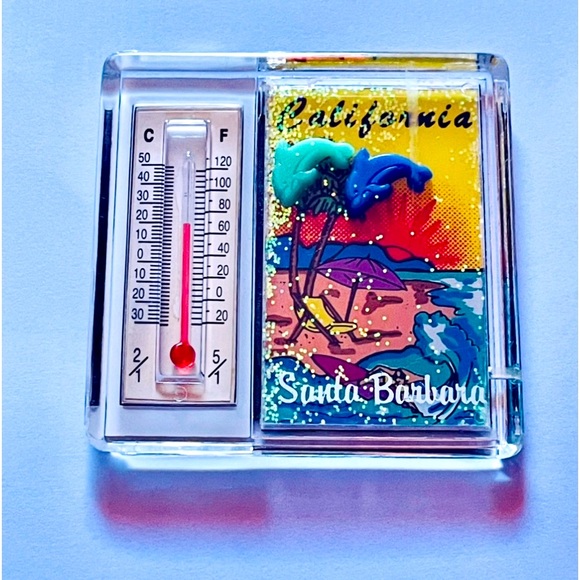 A CALIFORNIA BEACH MAGNET WITH A FAUX “Steady temperature” Thermometer - Picture 1 of 2